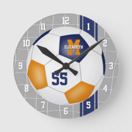 Blauorange Mannschaftsfarben Varianzstreifen Fußba Runde Wanduhr