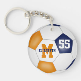 Blauorange Schulfarben Fußball-Tasche Schlüsselanhänger