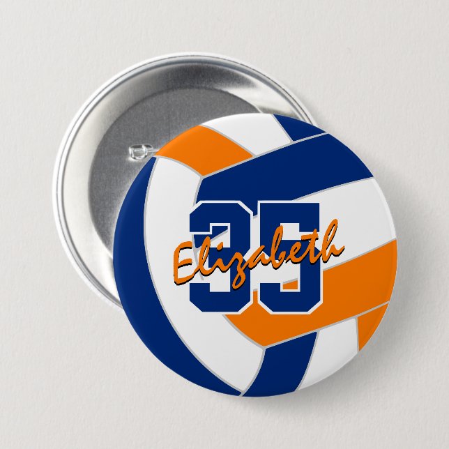 Blauorange Volleyballmannschaft Button (Vorne & Hinten)