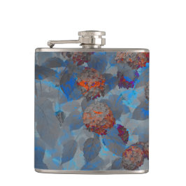 Blauorangefarbene Blume Flachmann