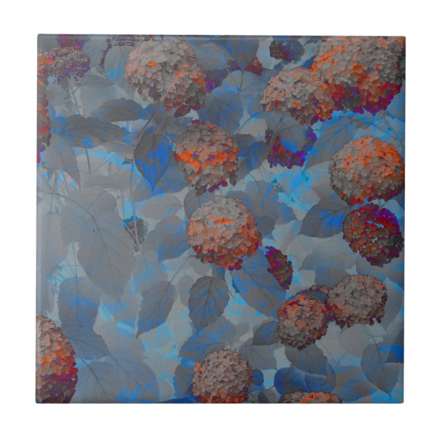 Blauorangefarbene Blume Fliese (Vorderseite)