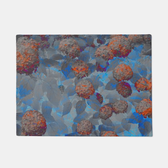 Blauorangefarbene Blume Fußmatte (Vorderseite)