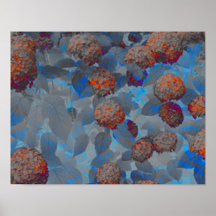 Blauorangefarbene Blume Poster