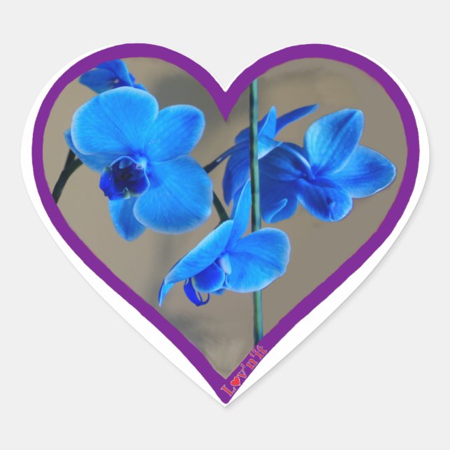 Blauorchid Herz-Aufkleber (Vorderseite)