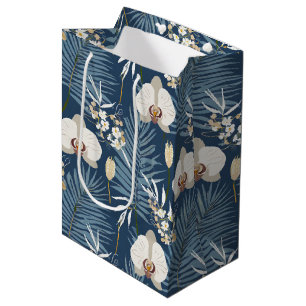 Blauorchideenprint Mittlere Geschenktüte