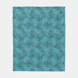 Blaupaisley-Damast-Blumenmuster Fleecedecke
