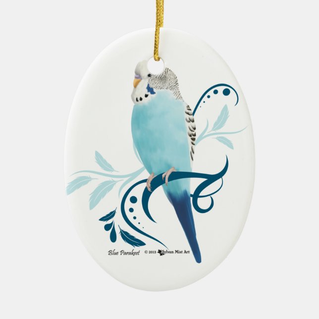 Blauparakeet Silbernes Ornament (Vorne)