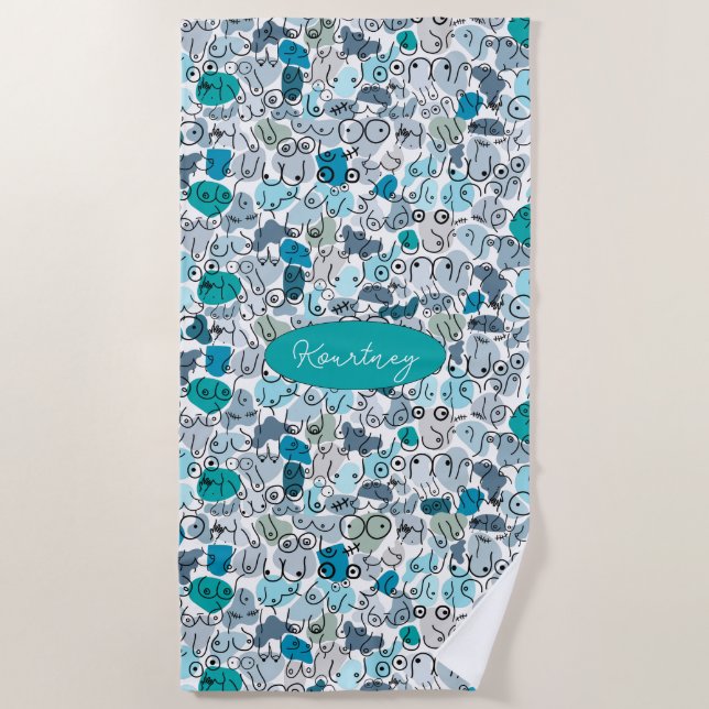 Blaupastellbrust Strandtuch (Vorderseite)