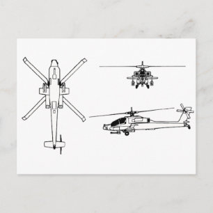 Blaupause AH-64 Postkarte