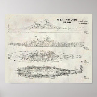 Blaupause der USS Wisconsin Poster