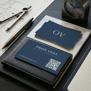 Blaupause Gitter Minimal Modern QR Code   Berater Visitenkarte