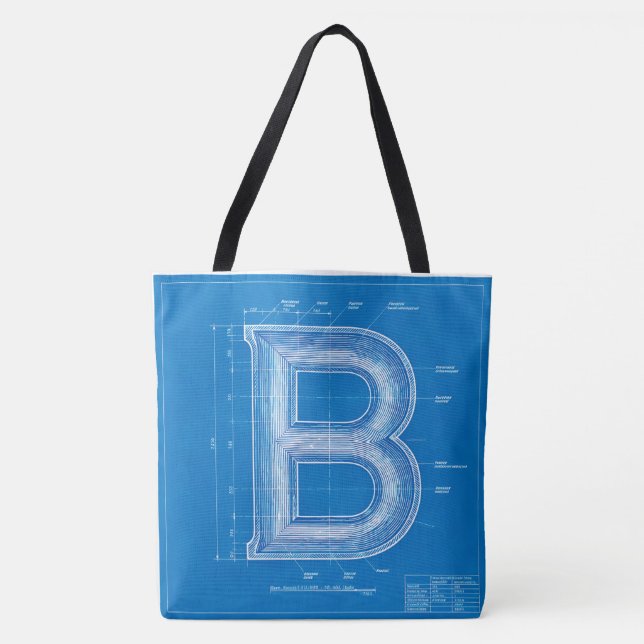 Blaupause-Monogramm Buchstabe B (Vorderseite)