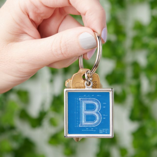 Blaupause-Monogramm Buchstabe B Schlüsselanhänger (Hand)