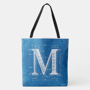 Blaupause-Monogramm Buchstabe M