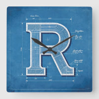 Blaupause-Monogramm Buchstabe R
