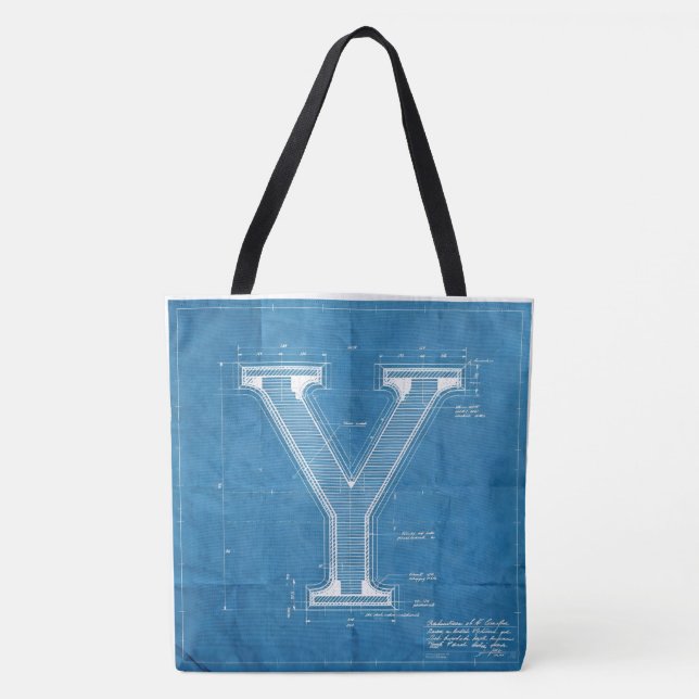 Blaupause-Monogramm Buchstabe Y (Vorderseite)