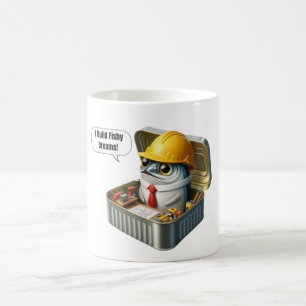 Blaupause Sardinen Ingenieur Kaffee Pause Kunst Kaffeetasse