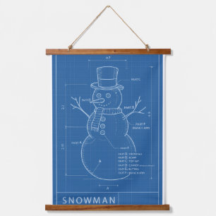 Blaupause Schneemann Schema Druck — Teppich Wandteppich Mit Holzrahmen