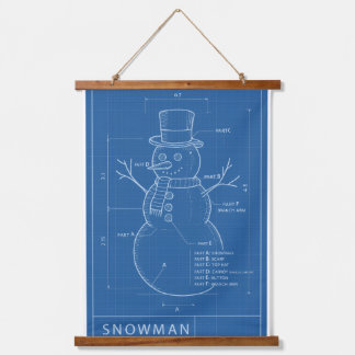 Blaupause Schneemann Schema Druck — Teppich Wandteppich Mit Holzrahmen