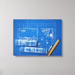 Blaupausen Leinwanddruck