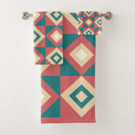 Blaupfirsich Diamond Geometric Badhandtuch Set