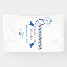 Blaupfirsich Quinceanera 15. Geburtstag rustikale  Banner