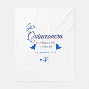 Blaupfirsich Quinceanera 15. Geburtstag rustikale Fleecedecke