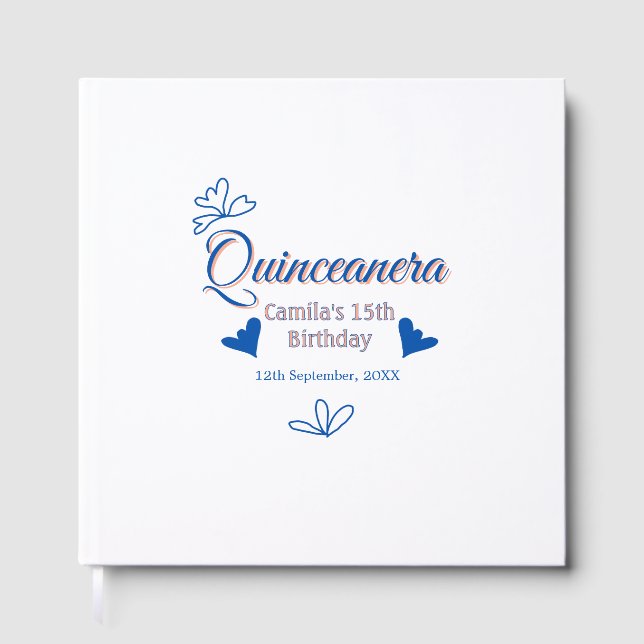 Blaupfirsich Quinceanera 15. Geburtstag rustikale  Gästebuch (Vorderseite)