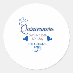 Blaupfirsich Quinceanera 15. Geburtstag rustikale Runder Aufkleber