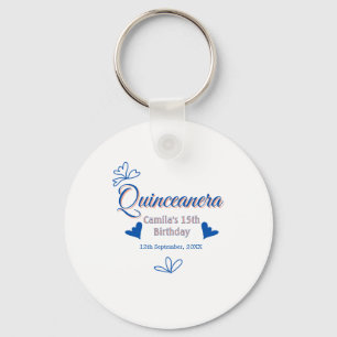 Blaupfirsich Quinceanera 15. Geburtstag rustikale Schlüsselanhänger