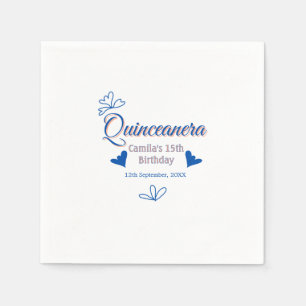Blaupfirsich Quinceanera 15. Geburtstag rustikale Serviette
