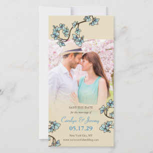 Blaupfirsichblüten Asiatische Save the Date Fotoka