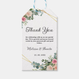 Blaupink Eukalyptus Wasserfarbe Geometrische Hochz Geschenkanhänger