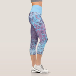 Blaupink und Lila abstrakt Capri Leggings