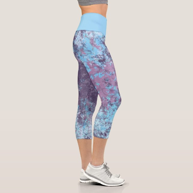 Blaupink und Lila abstrakt Capri Leggings (Rechts)