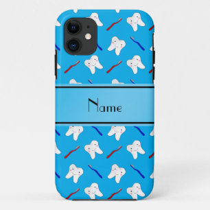 Blaupinsel mit personalisiertem Namen und Zahnmust Case-Mate iPhone Hülle