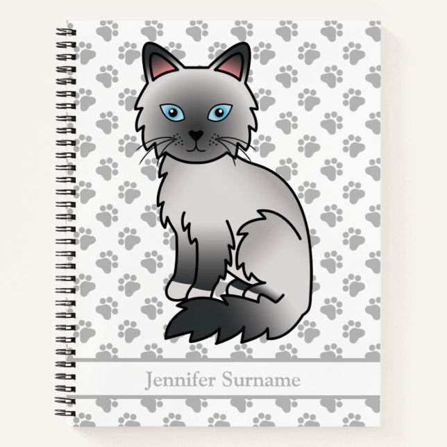 Blaupunkt Birma / Ragdoll-Katze & Benutzerdefinier Notizbuch (Vorderseite)