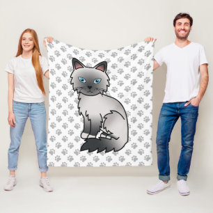 Blaupunkt Birma / Ragdoll Süße Katze & Pfoten Fleecedecke