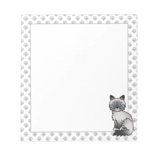 Blaupunkt-Tabby-Birman / Ragdoll Süße Katze & Pfot Notizblock