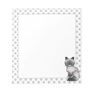 Blaupunkt-Tabby-Birman / Ragdoll Süße Katze & Pfot Notizblock
