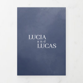 Blaurauchen aller Art in einer QR-Hochzeitseinladu Dreifach-gefaltete Programmkarte