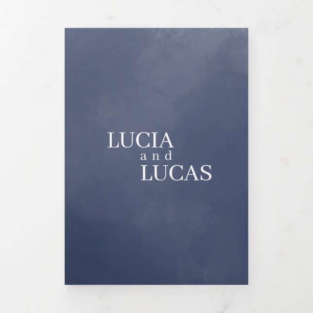 Blaurauchen aller Art in einer QR-Hochzeitseinladu Dreifach-gefaltete Programmkarte (Cover)