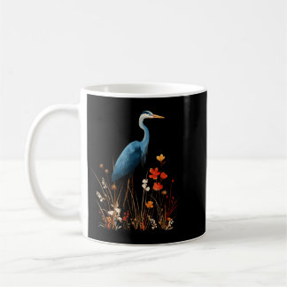 Blaureiher-Blumen-Wildblumen-Vogelschau Kaffeetasse