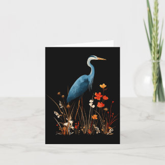 Blaureiher-Blumen-Wildblumen-Vogelschau Karte