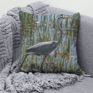 Blaureiher-Fotografie Feuchtgebiete Wildtier-Foto Kissen