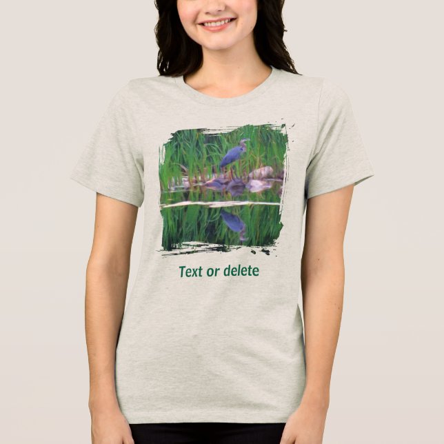 Blaureiher-Reflexions-Tiermalerei  Tri-Blend Shirt (Vorderseite)