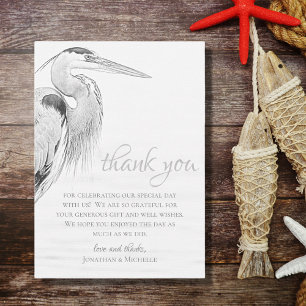Blaureiher-Wasser-Vogel-Skizze Flache Hochzeit Dankeskarte