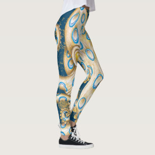 Blauringkrake Indigo Vintage Karte Nautisch Leggings