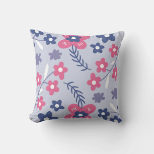 Blaurosa abstrakte Blume Kissen