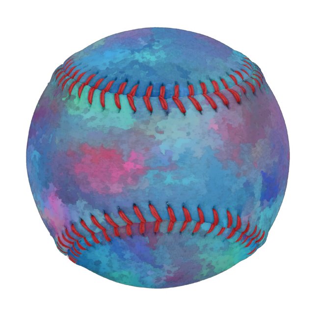 Blaurosa Aquamarine Aquarellabstraktion Baseball (Rückseite)